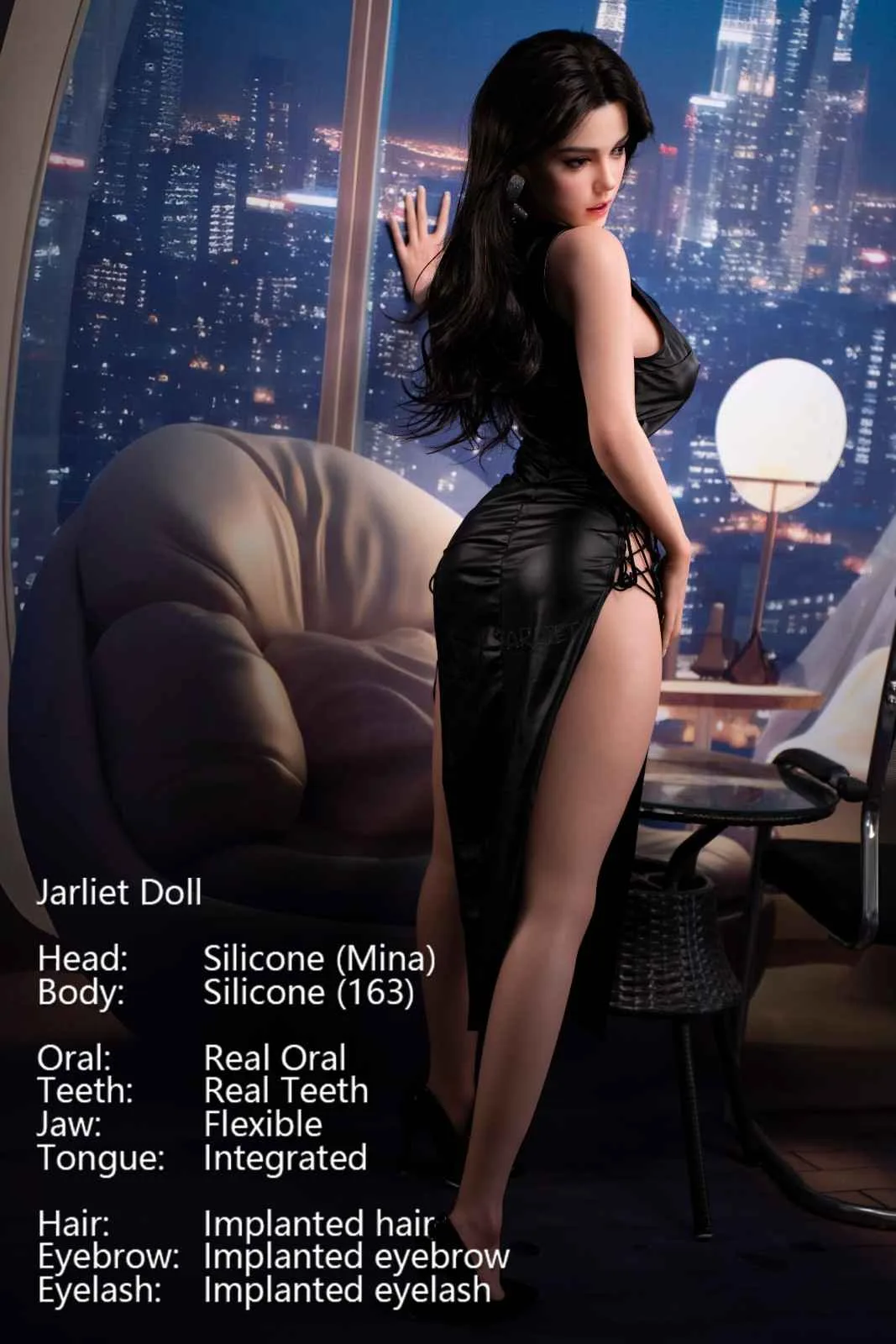 163cm (5ft3") Elegant Dark Brunette Silicone Sex Doll - Mina view 3
