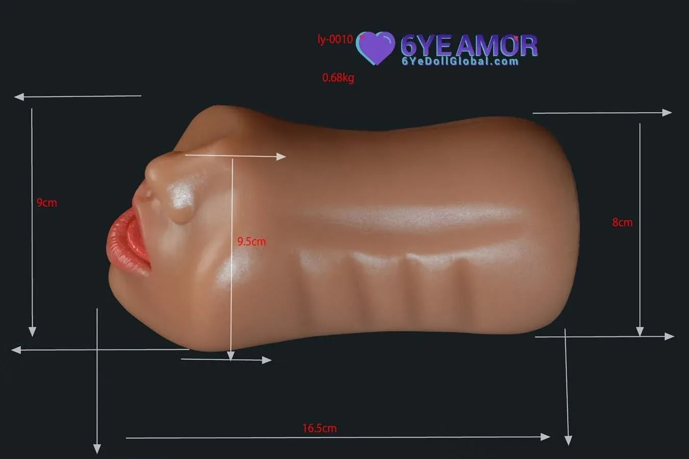 9.5cm (3.7") Blowjob Mouth Masturbator (Model# LY0010) view 7