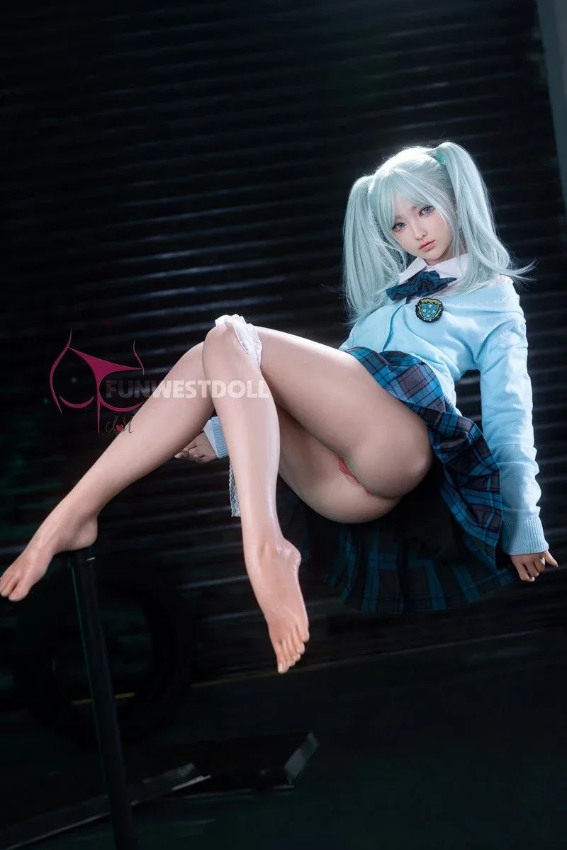 159cm (5ft2") Anime Cosplay Silicone Sex Doll - Sky Blue Hair - A-Cup - Amy - In Stock | US Only view 6