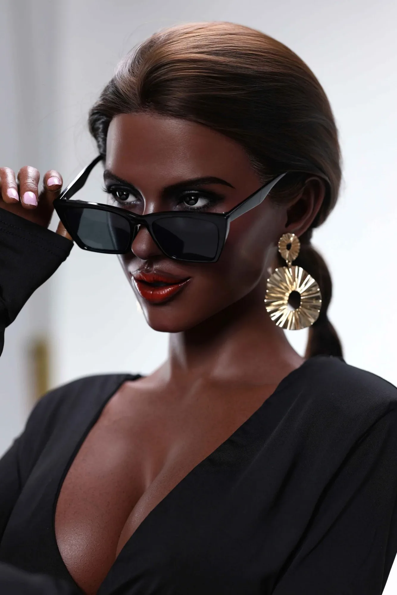 166cm (5ft5") ROS Black Skin Full Silicone Sex Doll - E-Cup – Lena view 6
