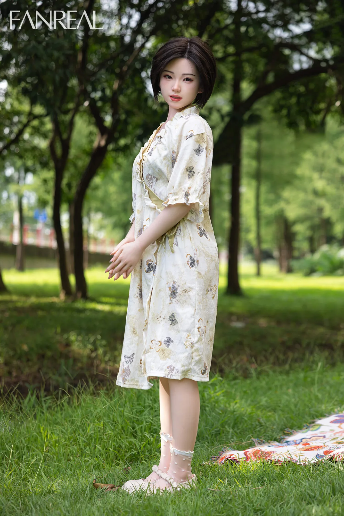 153cm (5ft0") Elegant & Beauty Short Hair Silicone Sex Doll with ROS Head - B-Cup - Molly