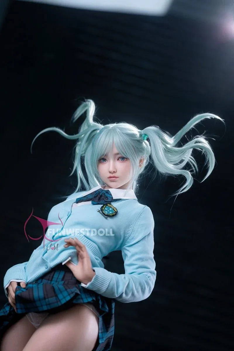 159cm (5ft2") Anime Cosplay Silicone Sex Doll - Sky Blue Hair - A-Cup - Amy - In Stock | EU Only view 4