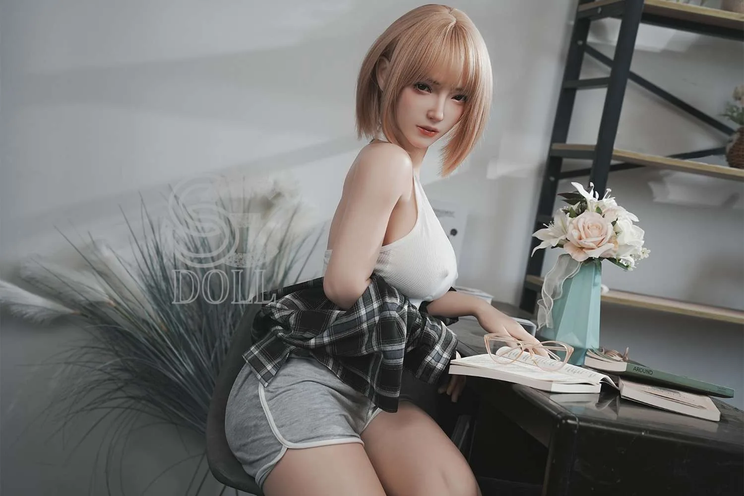 161cm (5ft3') E-Cup Asian Blonde 2B Silicone Sex Doll - SE#130SC - Golden view 6