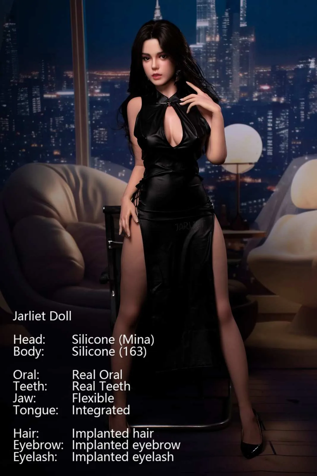 163cm (5ft3") Elegant Dark Brunette Silicone Sex Doll - Mina
