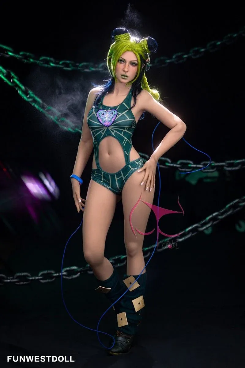 159cm (5ft2') A-Cup Green Hair Small Boobs Real Doll Sex Doll - Elina