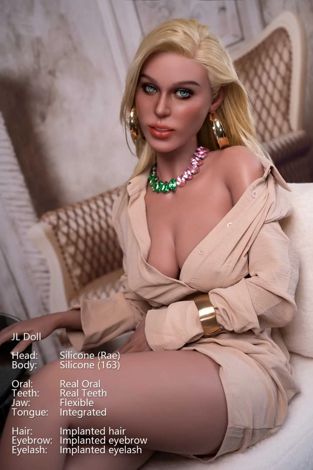 163cm (5ft3") ROS Blonde Curvy Silicone Sex Doll - Rae view 6