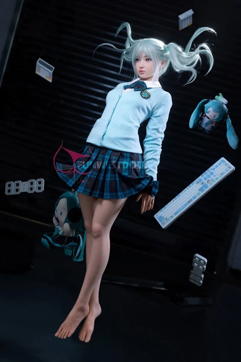159cm (5ft2") Anime Cosplay Silicone Sex Doll - Sky Blue Hair - A-Cup - Amy - In Stock | US Only