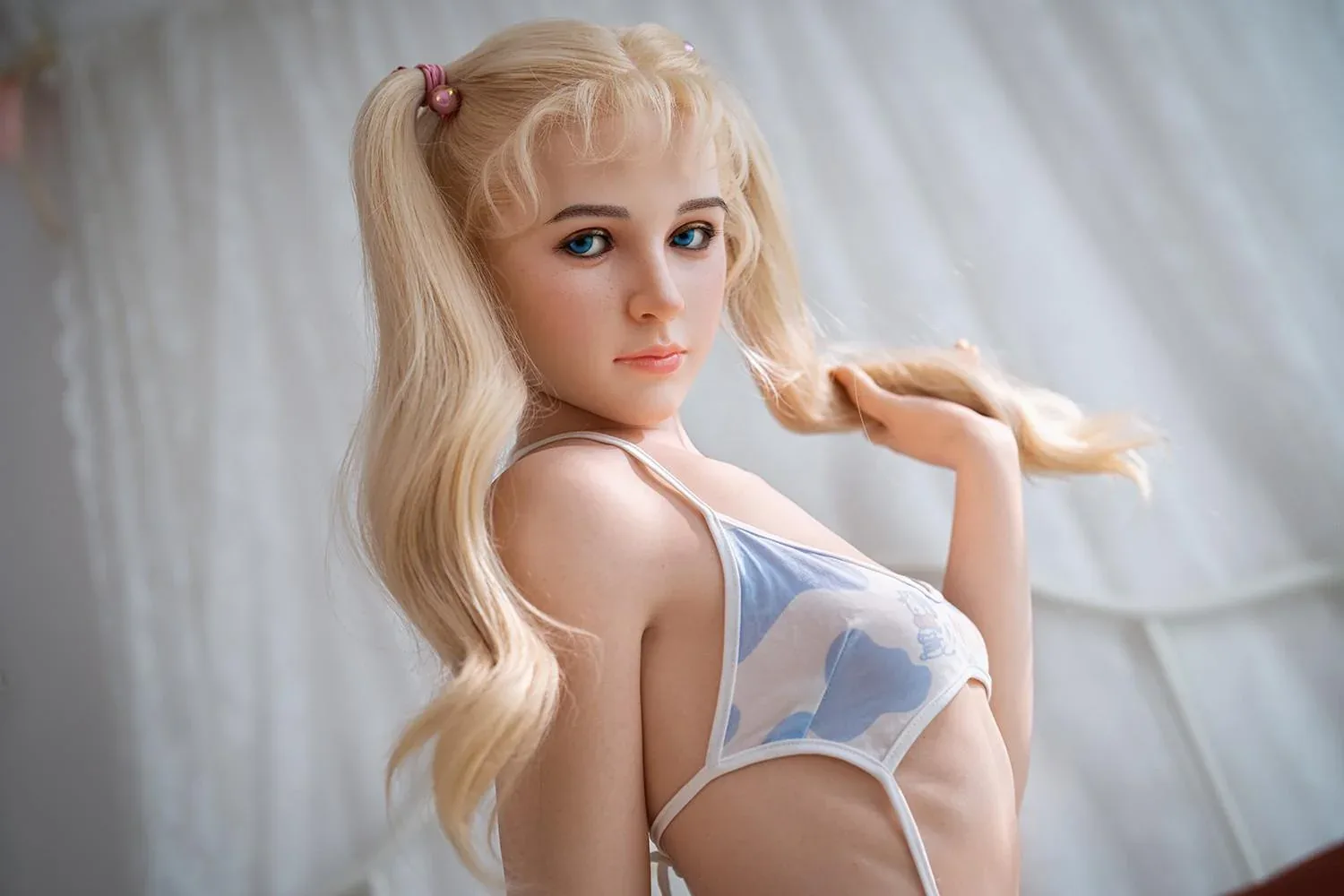 150cm (4ft11") Tiny Blonde Silicone Sex Doll - A-Cup - In Stock | US Only view 7